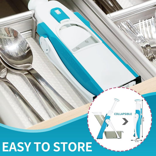 ONCE FOR ALL Upgrade Safe Mandoline Slicer Plus, Biger Size, Adjustable Vegetable Food Chopper Potato Fries Cutter, Detachable Blade, Kitchen Chopping Artifact, Gift (Black)