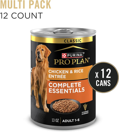 Plan Complete Essentials Classic Pate Dog Food, Chicken and Rice Entrée - (Pack of 12) 13 oz. Cans