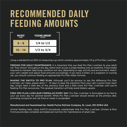 Plan Allergen Reducing, High Protein Cat Food, LIVECLEAR Chicken and Rice Formula